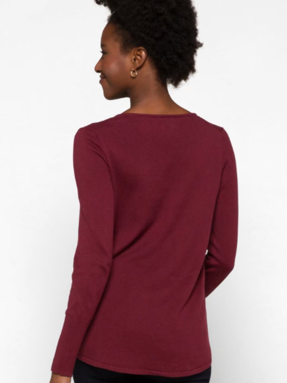 NIC+ZOE Burgundy Vital V-Neck Sweater Small Maroon - Picture 3 of 10